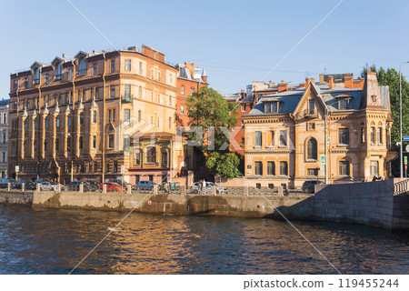landscape of Saint Petersburg, ancient buildings along the Moika river landscape of Saint Petersburg, ancient buildings along the Moika river 119455244