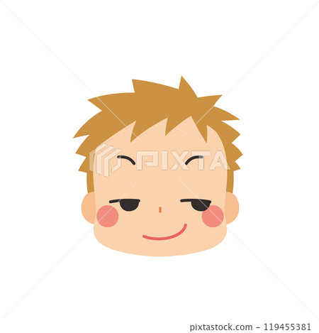 Cute little boy grinning emoji illustration icon face expression white background vector 119455381