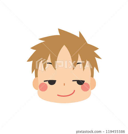Cute little boy grinning emoji illustration icon face expression white background vector 119455386