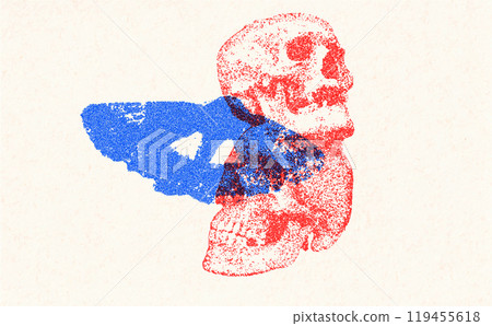 Risograph halloween vector illustration. Trendy stippling photocopy effect 119455618