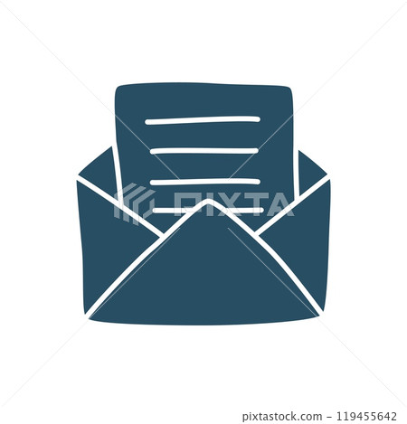 Doodle Open envelope with letter icon or logo, hand drawn with thin black line 119455642