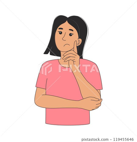 Young woman thinking, isolated on white background Young woman thinking, isolated on white background 119455646