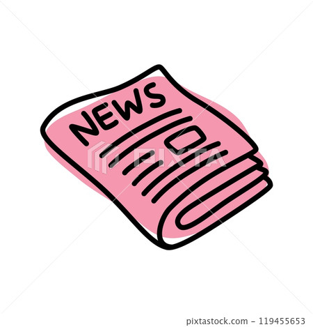 Doodle newspaper icon or logo, hand drawn with thin black line 119455653