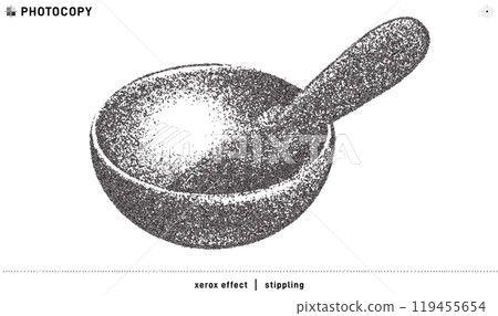 Stippling illustration with photocopy effect of Tibetan singing bowl Stippling illustration with photocopy effect of Tibetan singing bowl 119455654