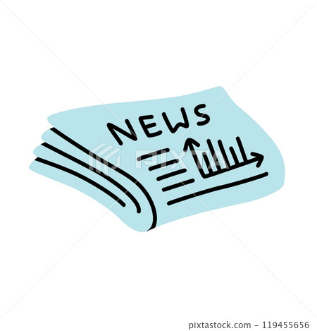 Doodle newspaper icon or logo, hand drawn with thin black line 119455656
