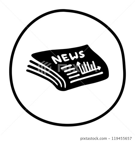 Doodle newspaper icon or logo, hand drawn with ink pen Doodle newspaper icon or logo, hand drawn with ink pen 119455657