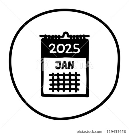 Doodle calendar schedule icon or logo, hand drawn with thin black line. Doodle calendar schedule icon or logo, hand drawn with thin black line. 119455658