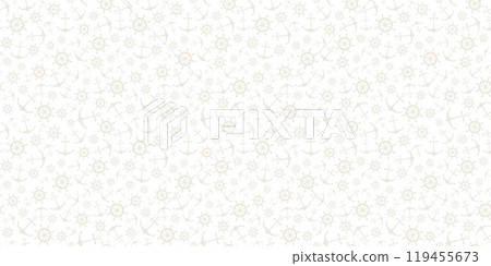 Nautical seamless pattern with ship wheels and anchors 119455673