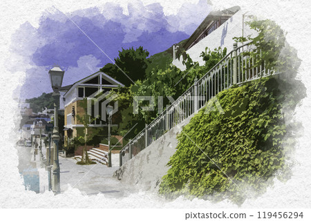 水彩風格神戶北野異人館區北野街道兵庫縣神戶市 119456294