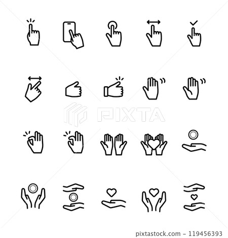 Hands, hand sign icon set Hands, hand sign icon set 119456393