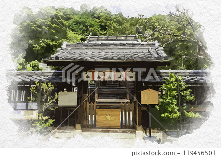 水彩風格神戶北野天滿神社兵庫縣神戶市 水彩風格神戶北野天滿神社兵庫縣神戶市 119456501