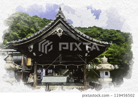Watercolor style Kobe Kitano Tenmangu Shrine Kobe City, Hyogo Prefecture 119456502