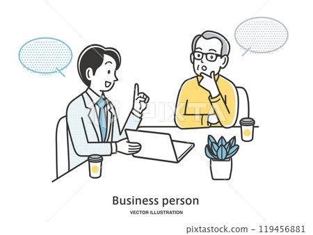 與男性顧問諮詢的老人 119456881