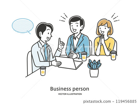 年輕夫婦與男性顧問諮詢 年輕夫婦與男性顧問諮詢 119456885