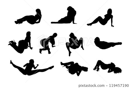Sexy poses female silhouettes (set 4) 119457190