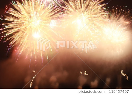 Fireworks that draw beautiful parabola with one color of Orange of Jingu Gaien Firework Tournament Fireworks that draw beautiful parabola with one color of Orange of Jingu Gaien Firework Tournament 119457407