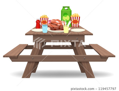 Cartoon picnic table 119457797