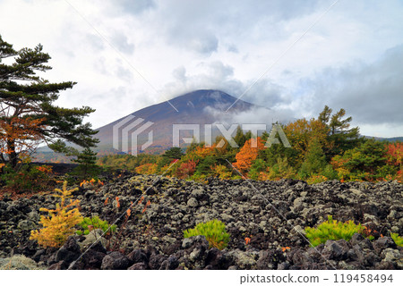 Iwate mountain and fire run in autumn 119458494