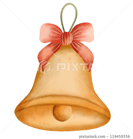 Christmas bell watercolor clipart, cozy Christmas a cute hand drawn, Festive holiday card design. Greeting cards, wallpapers, winter season party decorations Christmas bell watercolor clipart, cozy Christmas a cute hand drawn, Festive holiday card design. Greeting cards, wallpapers, winter season party decorations 119458556
