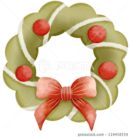 Christmas wreath with bow watercolor clipart, cozy Christmas a cute hand drawn, Festive holiday card design. Greeting cards, wallpapers, winter season party decorations Christmas wreath with bow watercolor clipart, cozy Christmas a cute hand drawn, Festive holiday card design. Greeting cards, wallpapers, winter season party decorations 119458559