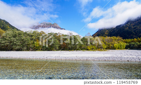 Kamikochi with autumn leaves 119458769