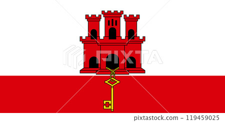The official current flag of Gibraltar. State flag of Gibraltar. Illustration. 119459025