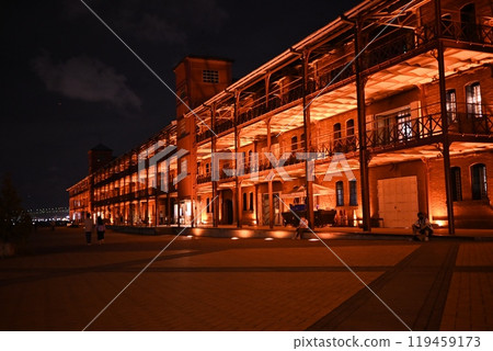 Red brick night view 119459173