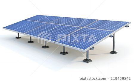 Group of photovoltaic modules or solar panels isolated on white background. Concept renewable energy. Alternative energy. Environment conservation. 119459841
