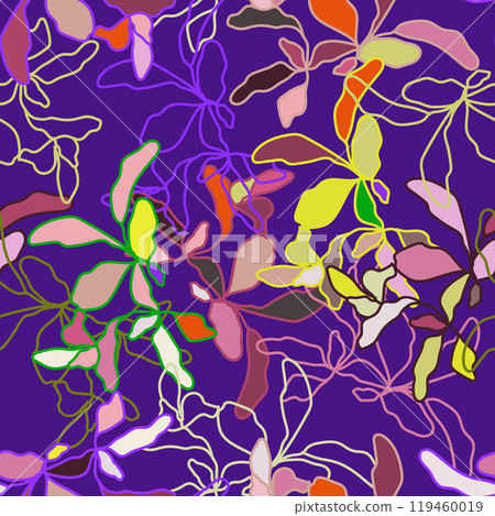 Trendy floral seamless pattern collection. Vintage 70s style flower background illustration. 119460019