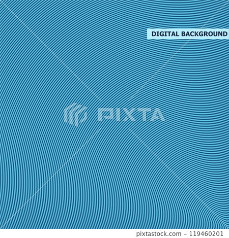 Striped geometric blue digital pattern. Creative technology background with lines. Curve circle contour texture. Minimalistic outline print Striped geometric blue digital pattern. Creative technology background with lines. Curve circle contour texture. Minimalistic outline print 119460201