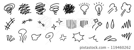 Hand-drawn illustration icons expressing emotions 119460262