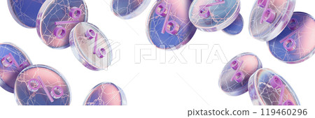 3D flying percent background, sale voucher banner, winter special offer shopping promo illustration. 119460296