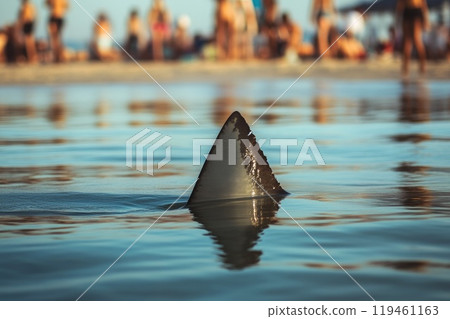 Serene Ocean Scene Featuring Shark Fin Serene Ocean Scene Featuring Shark Fin 119461163