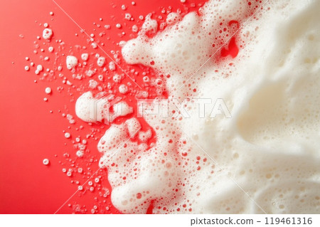 Foamy Water Texture with Shadows on Bright Red 119461316