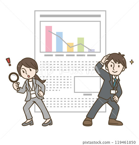 Male and female business people checking documents 119461850