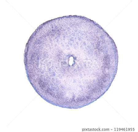 Watercolor blueberry bagel art on white background highlighting textured details Watercolor blueberry bagel art on white background highlighting textured details 119461955