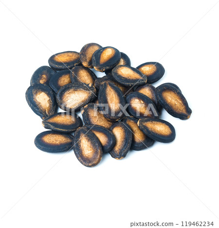 Organic watermelon seeds, Shell watermelon seeds isolated on white background. Organic watermelon seeds, Shell watermelon seeds isolated on white background. 119462234