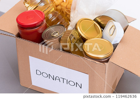Donation Box of Free Food and Food Reserves Donation Box of Free Food and Food Reserves 119462636