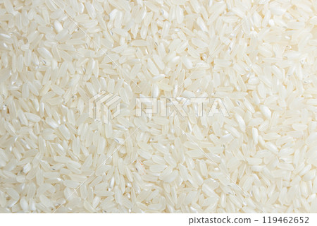 Dry Uncooked White Rice Background 119462652