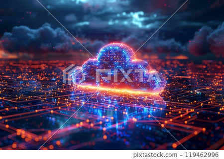Cyberspace cloud futuristic technology background. Generative AI Cyberspace cloud futuristic technology background. Generative AI 119462996