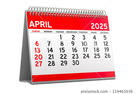 April 2025 Desk Calendar, 3D rendering 119463036