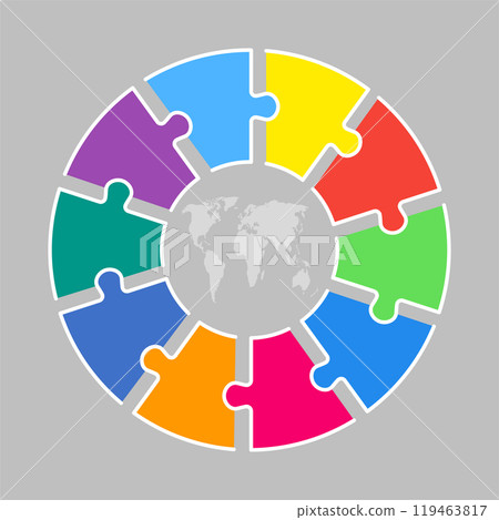 Diagram infographic for 10 steps, circle puzzle 119463817