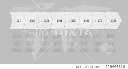 Eight piece line infographic jigsaw puzzle process 119463818
