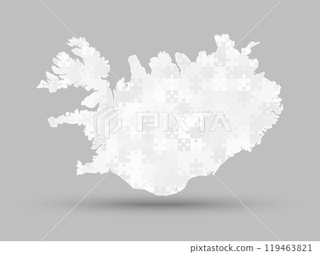 Creative map Iceland from grey puzzle, jigsaw Creative map Iceland from grey puzzle, jigsaw 119463821