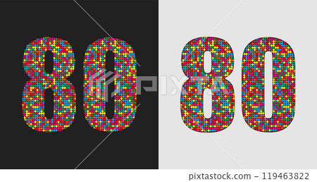 Bubble number - 80. Glitter figure of colored dots Bubble number - 80. Glitter figure of colored dots 119463822