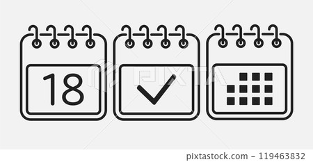 Vector icon page calendar - 18 day, agenda, done Vector icon page calendar - 18 day, agenda, done 119463832