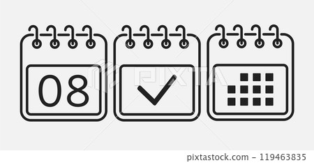 Vector icon page calendar - 8 day, agenda, done Vector icon page calendar - 8 day, agenda, done 119463835