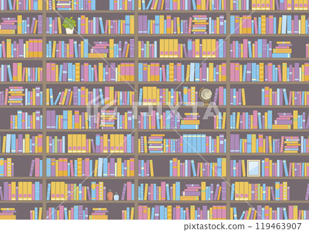 書架上排列著許多書籍的背景 書架上排列著許多書籍的背景 119463907