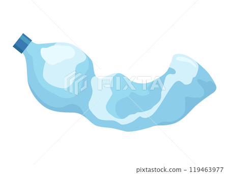 Crumpled bottle icon. Broken plastic bottle, empty plastic container, recyclable garbage eco concept. Recycling waste element. Vector isolated illustration Crumpled bottle icon. Broken plastic bottle, empty plastic container, recyclable garbage eco concept. Recycling waste element. Vector isolated illustration 119463977