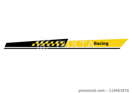 Car race stripe. Automobile identity. Vehicle marking element for transport modifying. Speed line, racing tuning strip or car sticker. Vector illustration isolated on white background 119463978